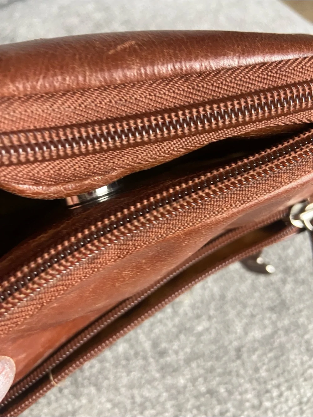 Aurielle Chestnut Brown Leather Messenger Crossbody